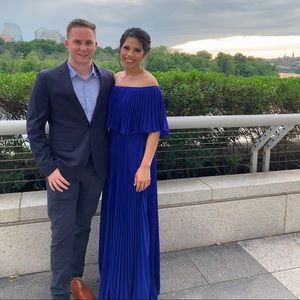 Royal blue pleated dress